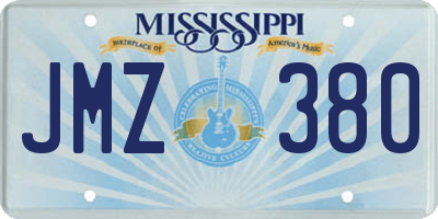 MS license plate JMZ380