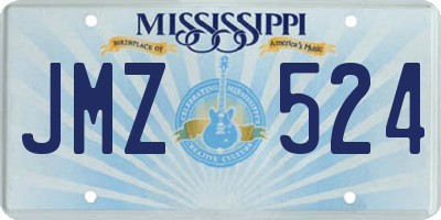 MS license plate JMZ524