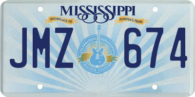 MS license plate JMZ674