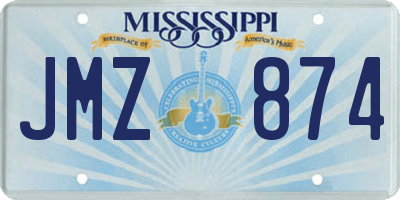MS license plate JMZ874