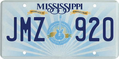 MS license plate JMZ920