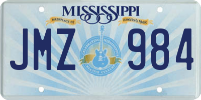 MS license plate JMZ984