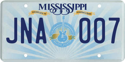 MS license plate JNA007