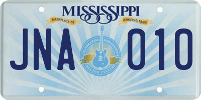 MS license plate JNA010