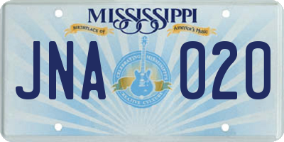 MS license plate JNA020