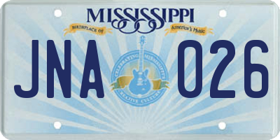 MS license plate JNA026