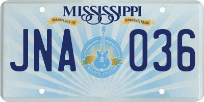 MS license plate JNA036