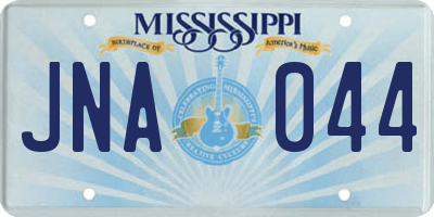 MS license plate JNA044
