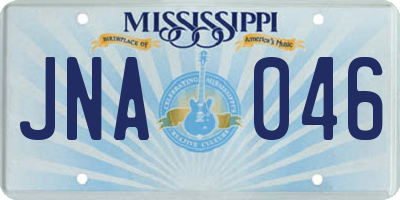 MS license plate JNA046