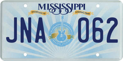 MS license plate JNA062