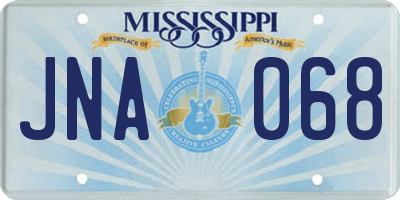 MS license plate JNA068