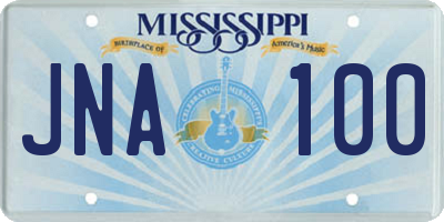 MS license plate JNA100