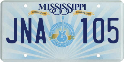 MS license plate JNA105