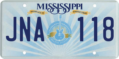 MS license plate JNA118