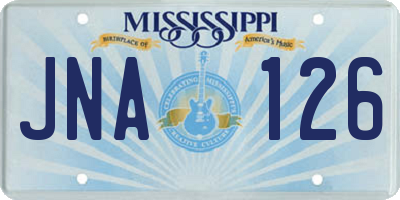 MS license plate JNA126