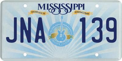 MS license plate JNA139