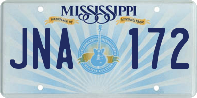 MS license plate JNA172