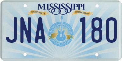 MS license plate JNA180