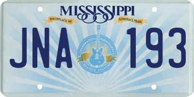 MS license plate JNA193