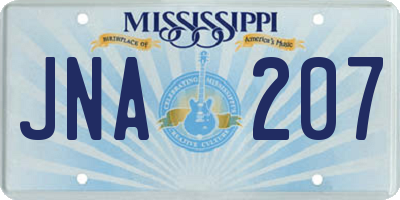 MS license plate JNA207