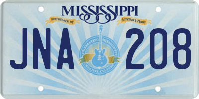 MS license plate JNA208