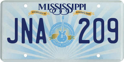 MS license plate JNA209