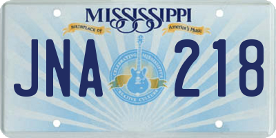 MS license plate JNA218