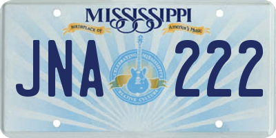 MS license plate JNA222