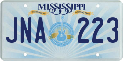 MS license plate JNA223