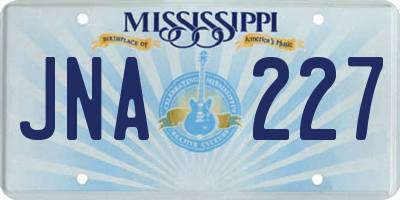 MS license plate JNA227