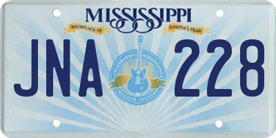 MS license plate JNA228
