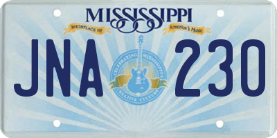 MS license plate JNA230