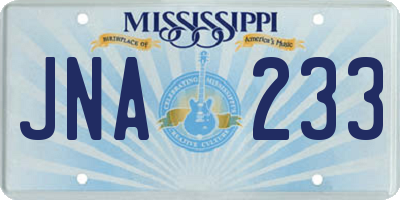 MS license plate JNA233