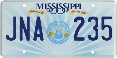 MS license plate JNA235