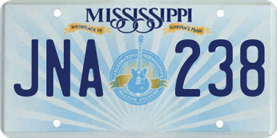 MS license plate JNA238