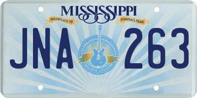 MS license plate JNA263