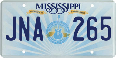 MS license plate JNA265