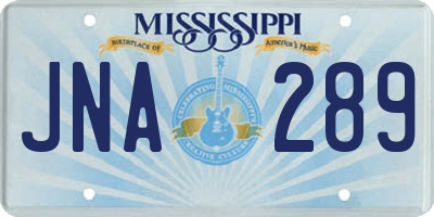 MS license plate JNA289