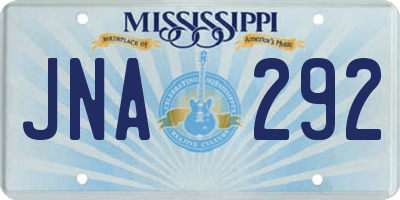MS license plate JNA292
