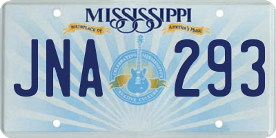 MS license plate JNA293