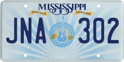 MS license plate JNA302