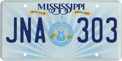 MS license plate JNA303