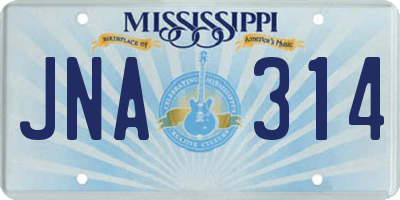 MS license plate JNA314