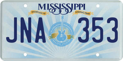 MS license plate JNA353