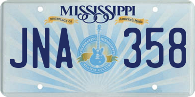 MS license plate JNA358