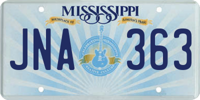 MS license plate JNA363
