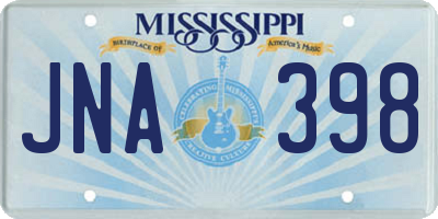 MS license plate JNA398