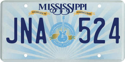 MS license plate JNA524