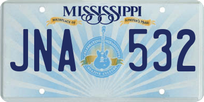 MS license plate JNA532