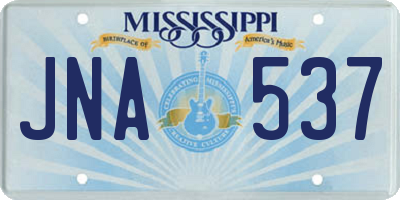 MS license plate JNA537